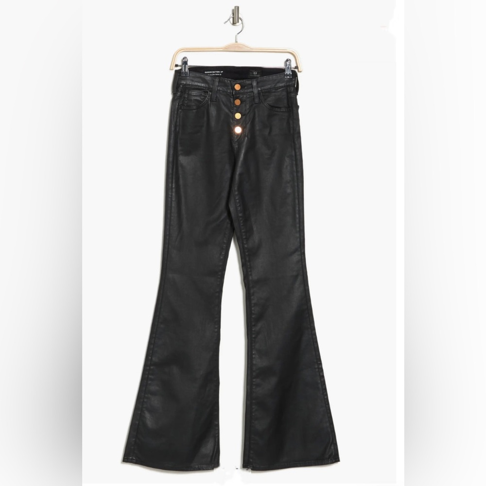 NWT, Quinne High Rise Flare Leg Faux Leather Pants, Black, Size 23 - Picture 3 of 3
